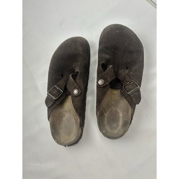 Birkenstock Boston Shoes Womens Size 37 Brown Suede Clogs Slip On Comfort Mule - Picture 2 of 6